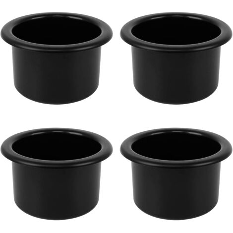 Porte-gobelet - Lot de 4 - Polypropylène - Diamètre 79 mm - Pour voiture, bateau, camping-car - Noir