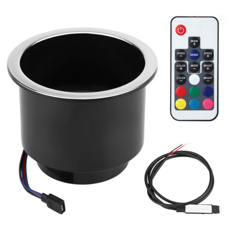 Porte-gobelet lumineux LED RGB avec télécommande - pour bateau, voiture, camion, camping-car