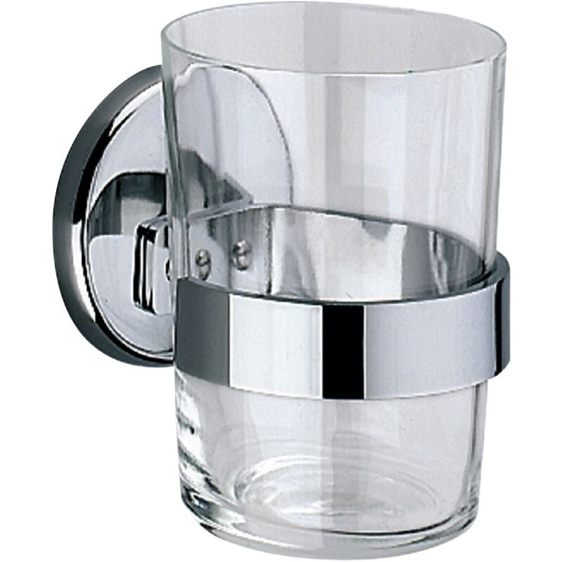 Inda - Porte-gobelet mural en chrome poli/verre clair