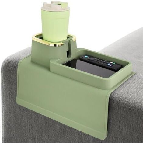 Porte-gobelet pour canapé – organiseur – plateau d'accoudoir – silicone – vert