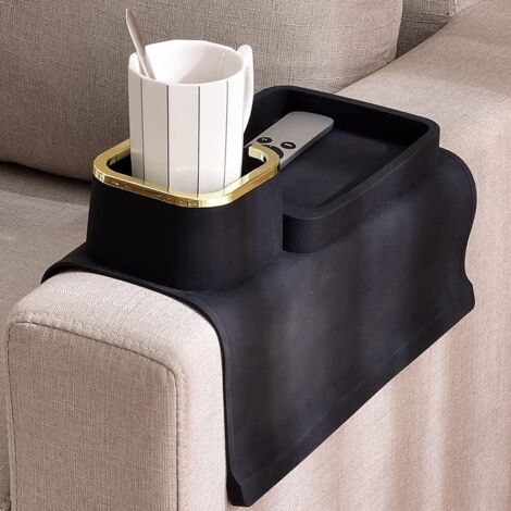 Porte-gobelet pour canapé – organiseur – plateau de support – silicone – noir