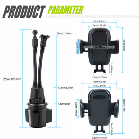 Porte-gobelet/support de téléphone double position pour voiture, porte-gobelet à double pôle pour console centrale de voiture, porte-gobelet avec support de téléphone à double pôle.