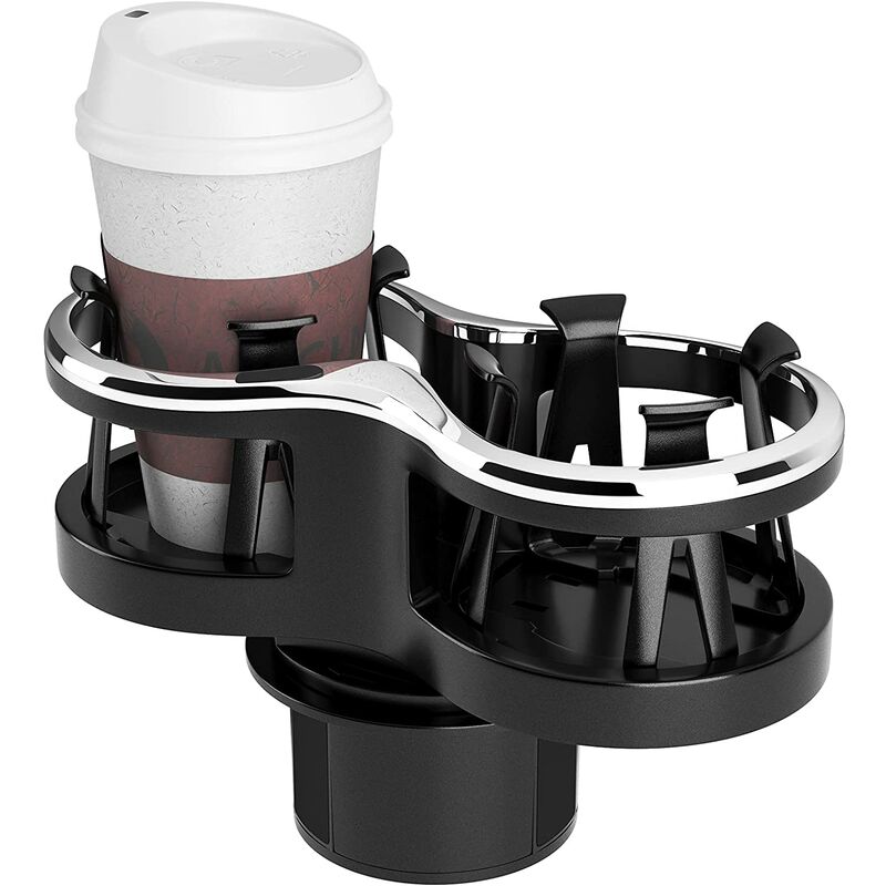 Porte Gobelet Voiture, 2 Porte-Bouteilles Auto Universel Anti Vibration, Porte Boisson avec Base Extensible et Amovible