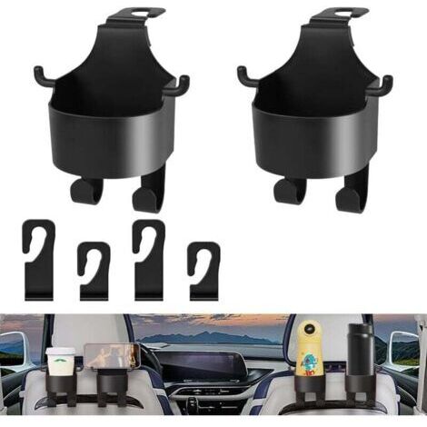 Porte Gobelet Voiture, 2pcs Porte-gobelet de Siège de Voiture avec 2 Crochets de Siège, Diamètre Universel, Réglable Porte-gobelet/Boisson de Voiture, pour cendrier de Voiture