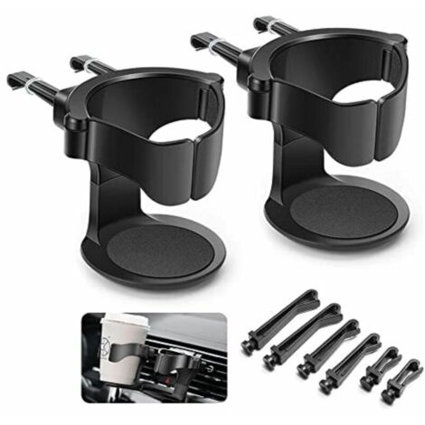 Porte Gobelet Voiture, 2PCS Support Gobelet Voiture, Porte-gobelet de Voiture Réglable, pour Grille d'Aération de Voitures, Camions(Noir)