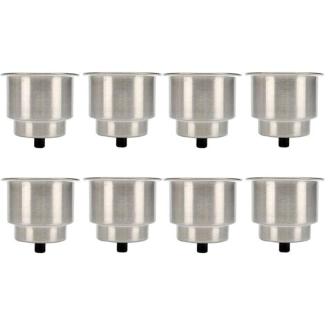 Porte-gobelets Inox - Lot de 8 - Acier 304 - Drainage Auto - Bateau Camping-car Voiture - 95mm