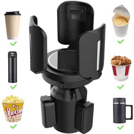 Porte Gobelets pour Auto Tout Purpose Car Cup Holder Adaptateur Expander Adjustable Base Multifunctional Voiture Tasse Boisson Porte-Boissons pour Voitures Canettes de Boisson Holder Noir