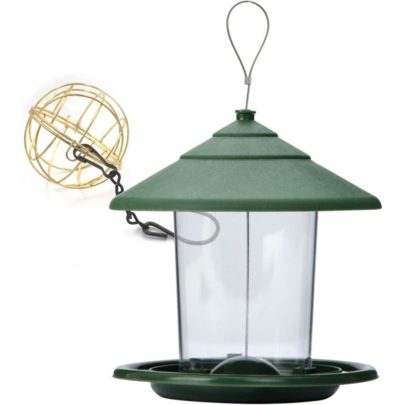 Porte-graines à suspendre pour oiseaux sauvages - Plateau - Mélanges - Cœur de tournesol - Cacahuètes - Récipient de noix