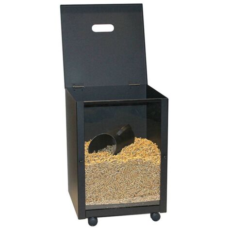 Porte-granulés acier noir avec plexiglass 39x39 h.52 cm.  Made in Italy