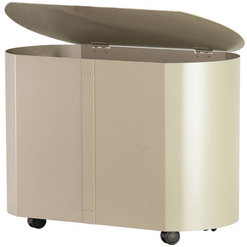 Porte-granulés acier tourterelle sable avec couvercle h.44 l.62x37 cm. Made in Italy