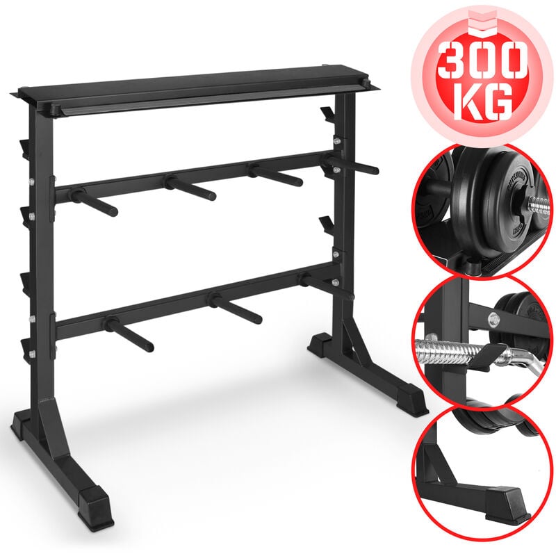 Homcom - Gravity squat rack - support pour haltères longs - hauteur et  longueur réglable - charge max. 150 Kg - acier renforcé orange noir