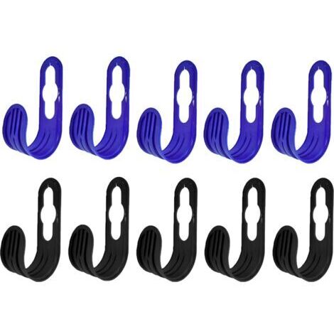 Porte-hose mural ABS 10 cintres pour tuyaux de jardin - Support extensible pour tuyaux de 150 pieds, clips de fixation au mur ou robinet, bleu/ noir