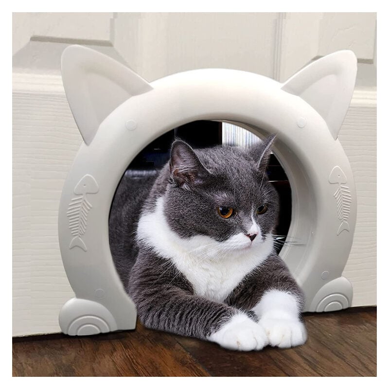 Porte intérieure pour chat, porte pour chat, chatière pour chat jusqu'à 10 kg, tunnel pour chat pour porte de chambre,Blanc