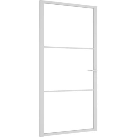 Porte intérieure,Porte d'entrée 102,5x201,5 cm Blanc Verre ESG et aluminium CFW74089