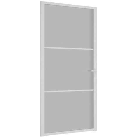 Porte intérieure，Porte d'entrée 102,5x201,5 cm Blanc Verre mat et aluminium CFW22726