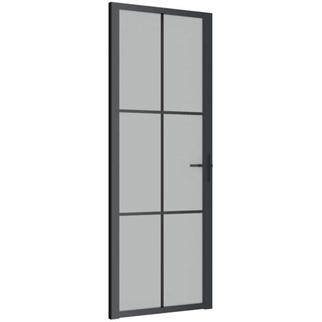 Porte intérieure，Porte d'entrée 76x201,5 cm Noir Verre mat et aluminium CFW19360