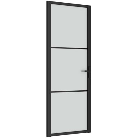Porte intérieure，Porte d'entrée 76x201,5 cm Noir Verre mat et aluminium CFW84795