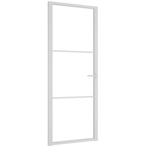 Porte intérieure，Porte d'entrée 83x201,5 cm Blanc Verre ESG et aluminium CFW77360
