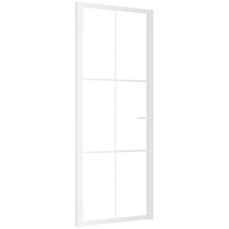 Porte intérieure，Porte d'entrée 83x201,5 cm Blanc Verre ESG et aluminium CFW78578