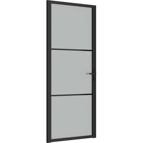 Porte intérieure，Porte d'entrée 83x201,5 cm Noir Verre mat et aluminium CFW93628
