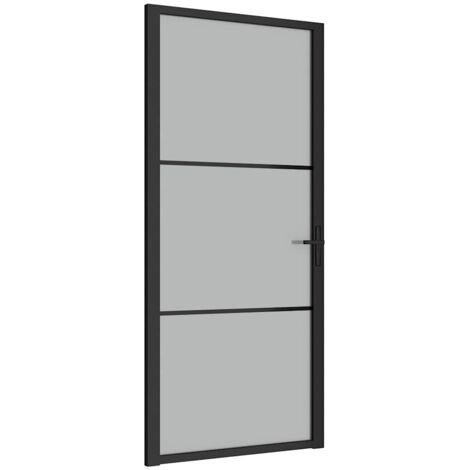 Porte intérieure，Porte d'entrée 93x201,5 cm Noir Verre mat et aluminium CFW21638