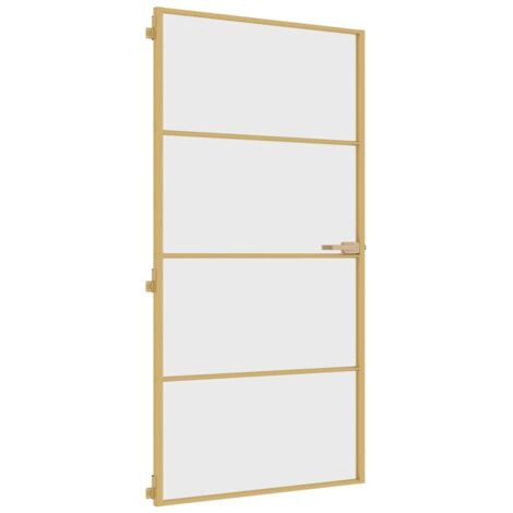 Porte intérieure，Porte d'entrée mince doré verre trempé aluminium CFW82127