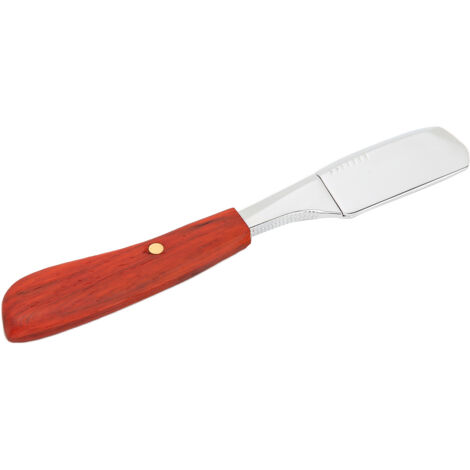 Porte-lame de rasoir droit en bois pour barbier, vintage avec manche argenté brillant
