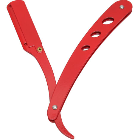 Porte-lame de rasoir droit pliable en métal, coupe-barbe portable manuelle, couleur rouge