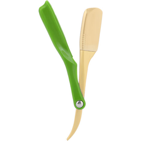 Porte-lame de rasoir manuel pliable pour barbe, outil de rasage visage avec tête dorée (vert)