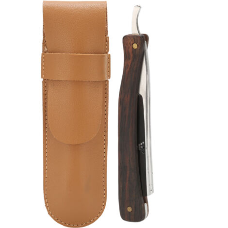 Porte-lame de rasoir manuel pliant avec étui de rangement en cuir PU