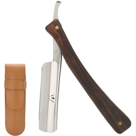 Porte-lame de rasoir pliant portable avec étui de protection en simili cuir