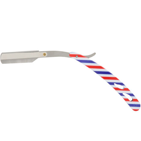 Porte-lame droit professionnel en acier inoxydable pour barbier - Rasoir de sûreté pour coiffure et manucure masculine