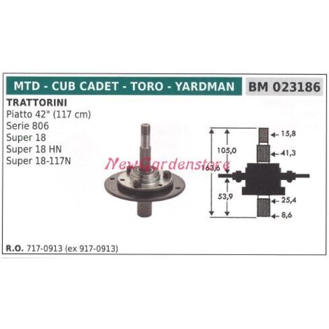 Porte-lame moyeu tracteur de pelouse tondeuse plate 42 pouces MTD 023186