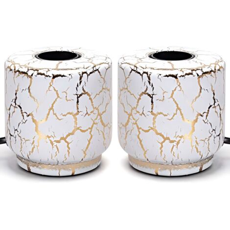 Porte-lampes en céramique avec effet de fissure dorée, 2 pièces, socle E27, pour la décoration vintage