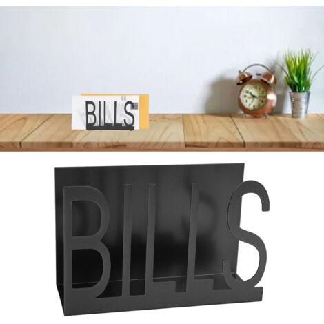 Porte-lettres métallique pour bureau en fer, design découpé, avec base antiadhésive en caoutchouc noir