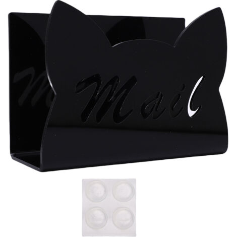Porte-Lettres Organiseur Bureau Noir Acrylic - Porte-Courrier Chaussettes pour Foyer Bureau École Style Chat 15cm Multifonction - 2 Pièces