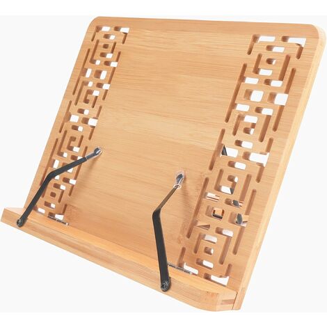 Porte Livre de Cuisine et de Lecture Réglable en Bambou - 33,5 x 23,5 cm - Support Livre Pliable - Convient aux Grands et Petits Livres de Lecture, de Musique et de Cuisine, iPads et Tablettes