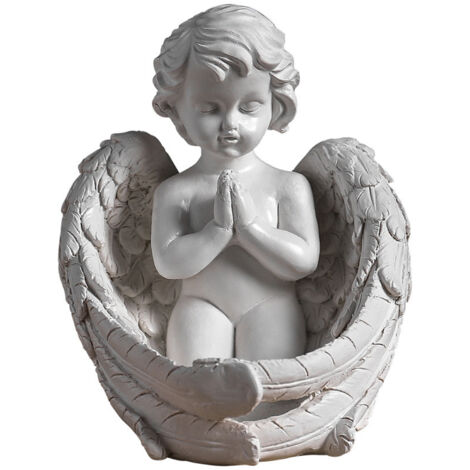Porte-lumière ange en résine blanc 14x15x16 cm pour décoration d'intérieur et ambiance romantique