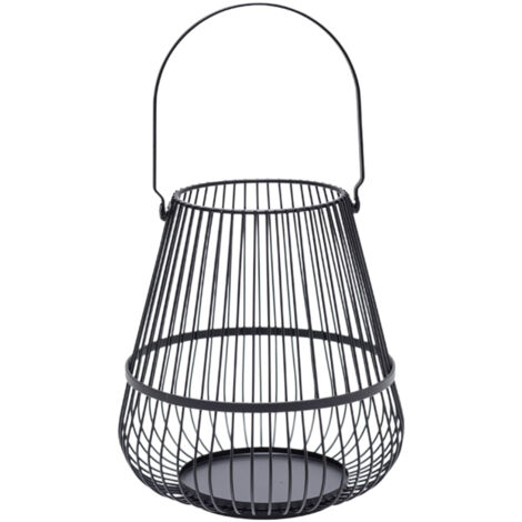 Porte-Lumière Cage en Métal Noir de Style Rustique - Pièce Décorative pour Table ou Suspension, Design Vintage, Fête ou Décoration Maison