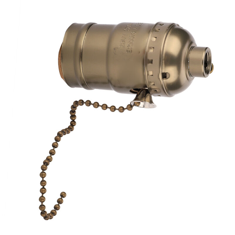 Jeffergarden Douille vintage en aluminium E27 avec chaîne de traction pour lampe de bureau et base à vis (bronze)