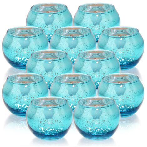 Porte-Lumière en Verre Lot de 12 - Bougies Chaleureuses Créant Ambiance Festive pour Mariages et Fêtes