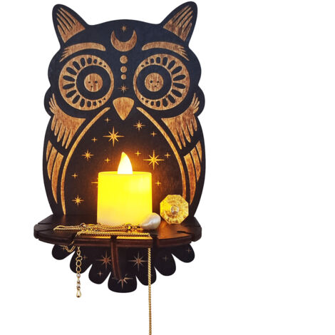 Porte-lumière LED Animal Décoratif Bois Noir - Modèles Chat, Renard, Serpent, Chat Head, Palm, Hawk Moth en 6 Styles - 24cm - 80g - Décoration Maison ou Cadeau Idéal
