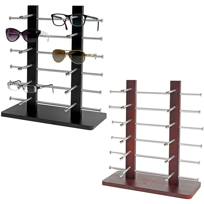 Porte-lunette Vendee, présentoir à lunette pour 12 paires de lunettes, 42x39cm marron