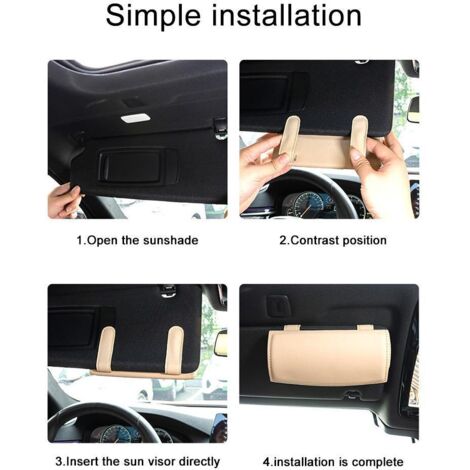 Porte-lunettes de soleil pour voiture, étui à lunettes organisateur pour visière auto, accessoire visière véhicule, unisexe marron taille unique