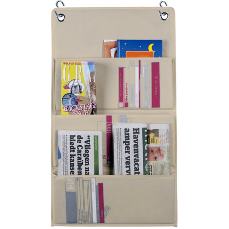 Porte-magazines Suspendu Avec 3 Poches Et 2 Crochets Pour Armoires