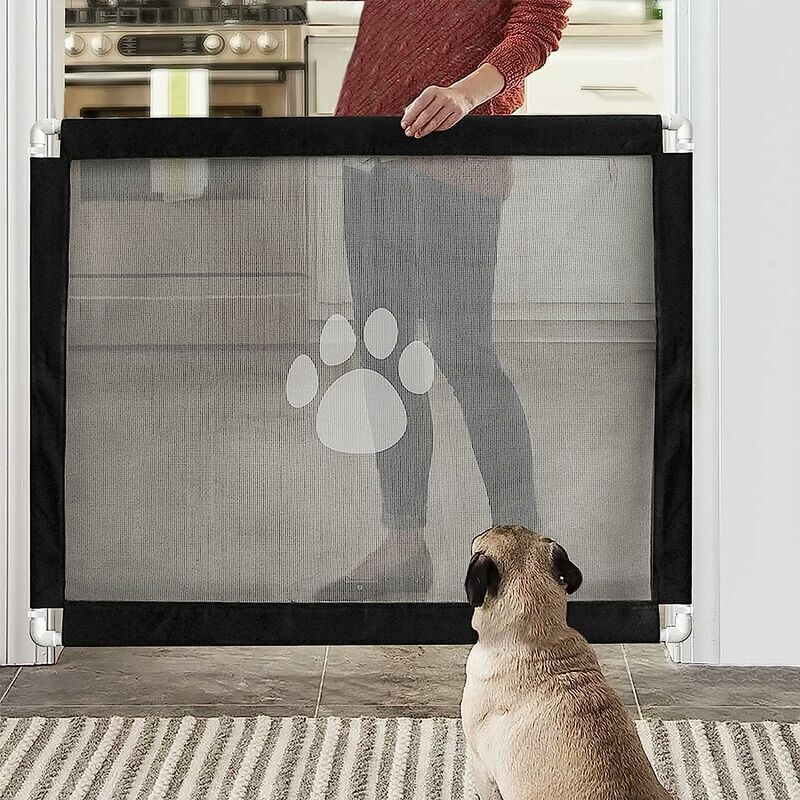 Porte Magique pour Chien Barrières Sécurité Facile à Installer et verrouillable pour Animaux de Compagnie100x75cm