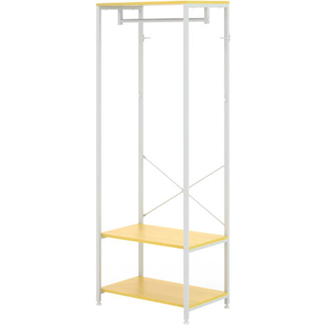 Porte-manteau 2 en 1 avec étagère à 2 niveaux, acier et panneaux de particules, 60 x 40 x 167,5 cm