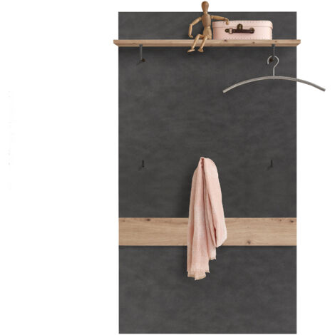 Porte manteau 80 cm chêne et anthracite - MIDDO