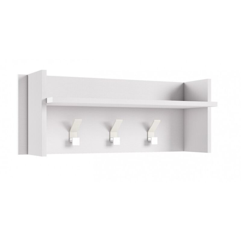 Abitare - Porte-manteau 90x29 cm blanc frêne avec une étagère et trois crochets - Nantes