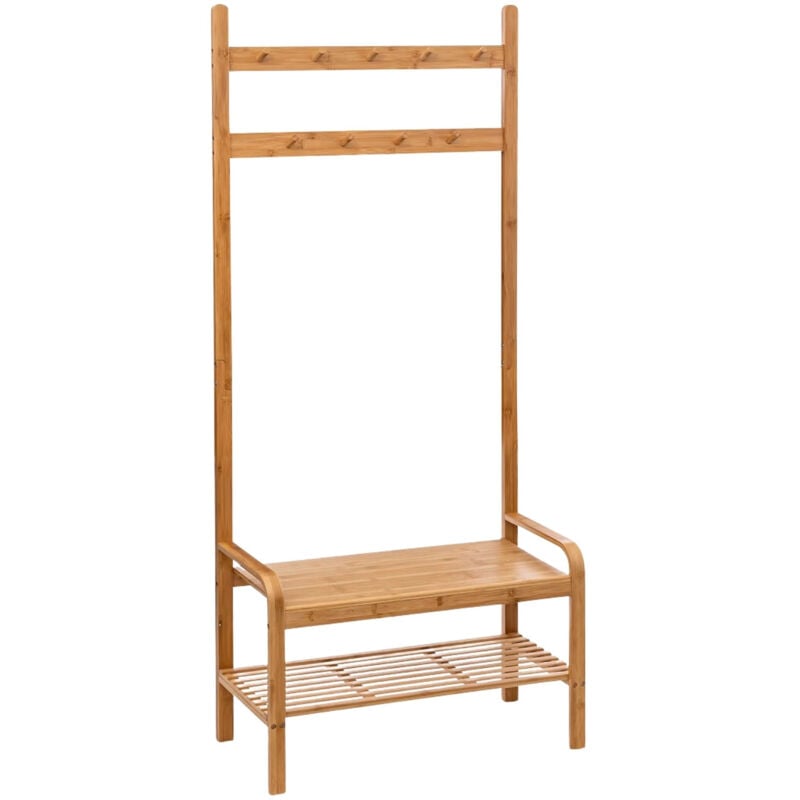 7h Seven House - Porte-manteau à chaussures en bambou avec banc 170x73.5x34.5cm 7house